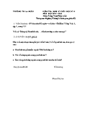 Đề kiểm tra học kì II Tiếng việt lớp 2 (Phần đọc hiểu) - Năm học 2015-2016 - Trần Thị Kim Nhung